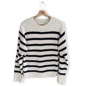 H&M striped knit sweater navy & white womens size medium EUC